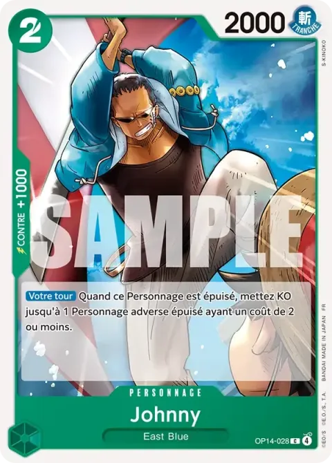 Carte One Piece Johnny OP14-028, extension Les sept de la mer d’azur