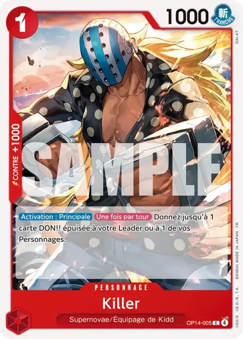 Carte One Piece Killer OP14-005, extension Les sept de la mer d’azur