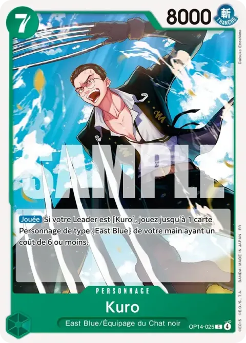 Carte One Piece Kuro OP14-025, extension Les sept de la mer d’azur