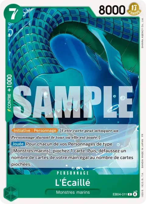 Carte One Piece L’Écaillé EB04-011, extension Les sept de la mer d’azur