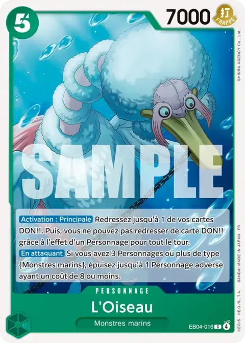 Carte One Piece L’Oiseau EB04-016, extension Les sept de la mer d’azur