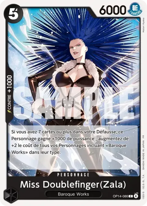 Carte One Piece Miss Doublefinger(Zala) OP14-086, extension Les sept de la mer d’azur