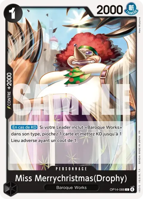Carte One Piece Miss Merrychristmas(Drophy) OP14-088, extension Les sept de la mer d’azur