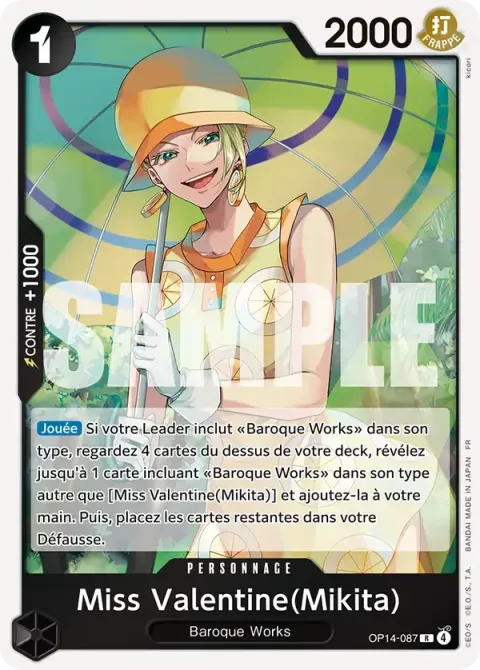 Carte One Piece Miss Valentine(Mikita) OP14-087, extension Les sept de la mer d’azur
