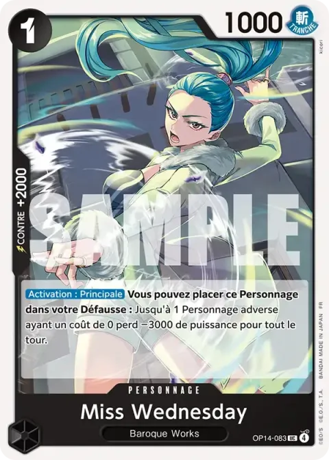 Carte One Piece Miss Wednesday OP14-083, extension Les sept de la mer d’azur