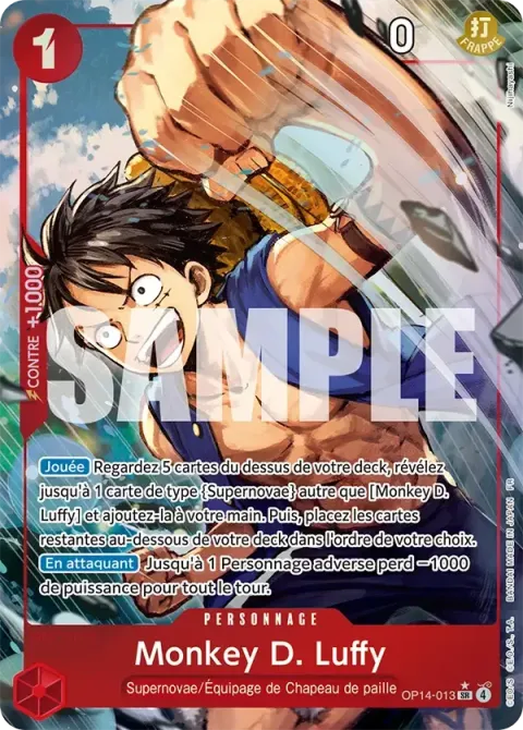 Carte One Piece Monkey D. Luffy OP14-013 · parallèle, extension Les sept de la mer d’azur