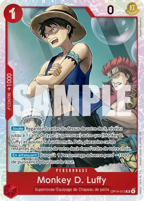 Carte One Piece Monkey D. Luffy OP14-013, extension Les sept de la mer d’azur