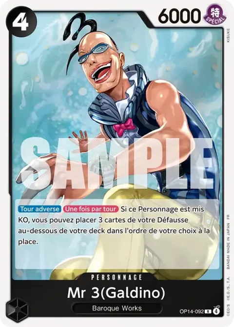 Carte One Piece Mr 3(Galdino) OP14-092, extension Les sept de la mer d’azur