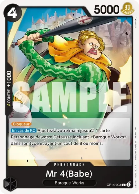 Carte One Piece Mr 4(Babe) OP14-093, extension Les sept de la mer d’azur