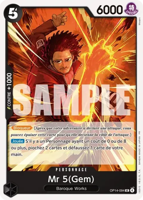 Carte One Piece Mr 5(Gem) OP14-094, extension Les sept de la mer d’azur