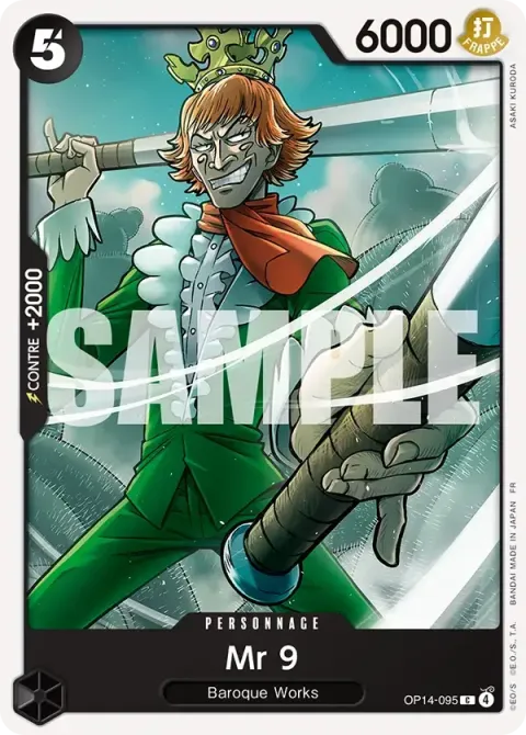 Carte One Piece Mr 9 OP14-095, extension Les sept de la mer d’azur