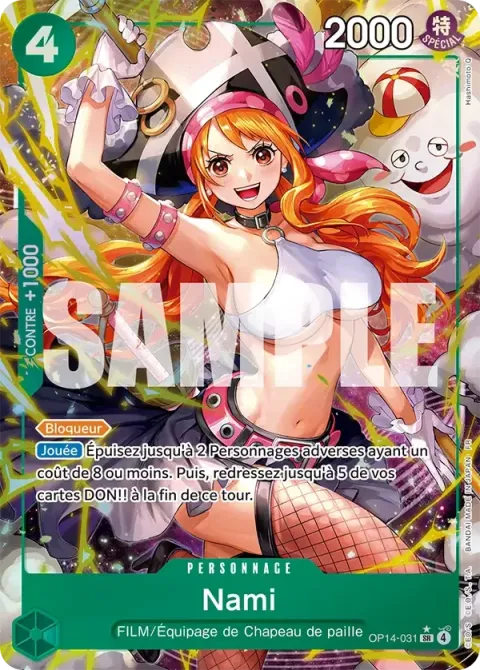 Carte One Piece Nami OP14-031 · parallèle, extension Les sept de la mer d’azur