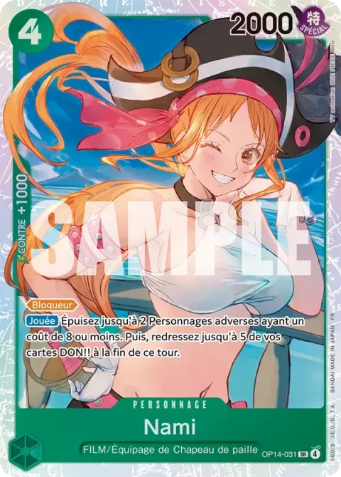 Carte One Piece Nami OP14-031, extension Les sept de la mer d’azur