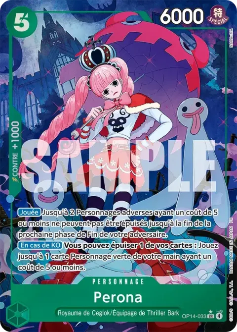 Carte One Piece Perona OP14-033 · parallèle, extension Les sept de la mer d’azur