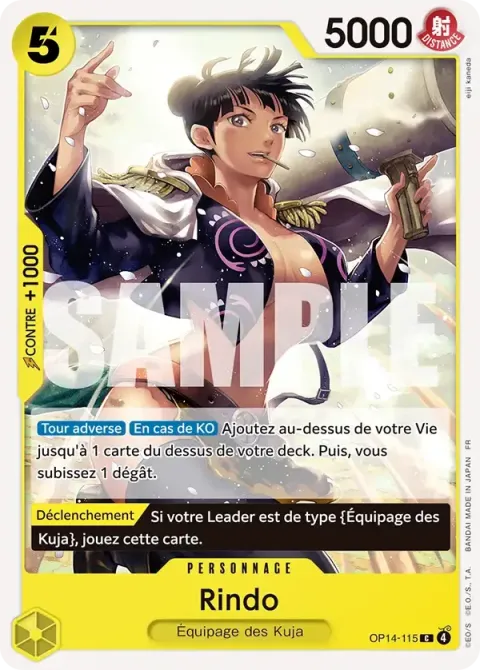 Carte One Piece Rindo OP14-115, extension Les sept de la mer d’azur