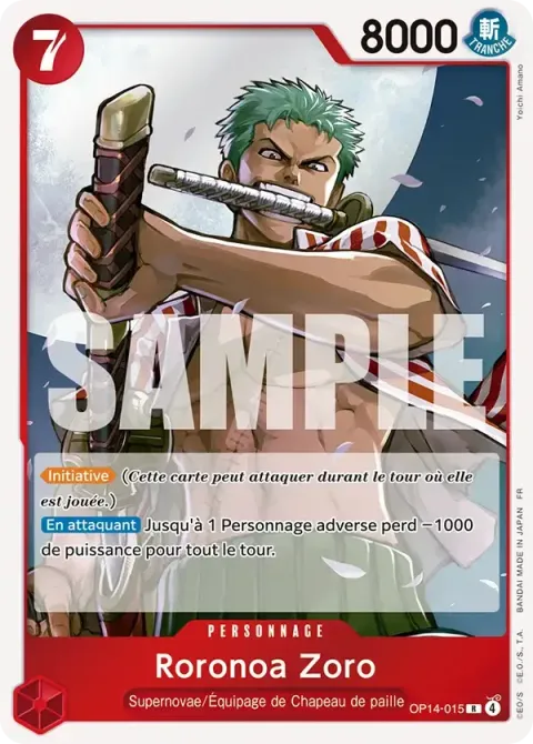 Carte One Piece Roronoa Zoro OP14-015, extension Les sept de la mer d’azur