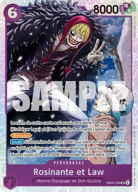 Carte One Piece Rosinante et Law EB04-038, extension Les sept de la mer d’azur
