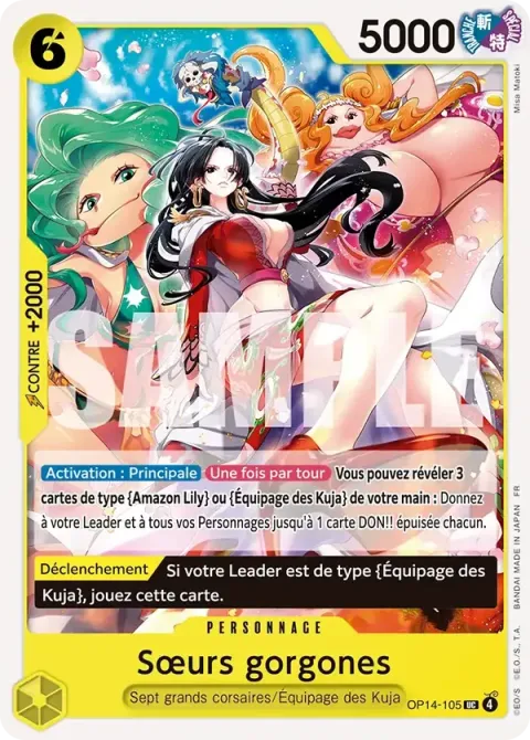 Carte One Piece Sœurs gorgones OP14-105, extension Les sept de la mer d’azur