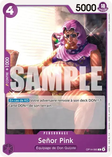 Carte One Piece Señor Pink OP14-065, extension Les sept de la mer d’azur