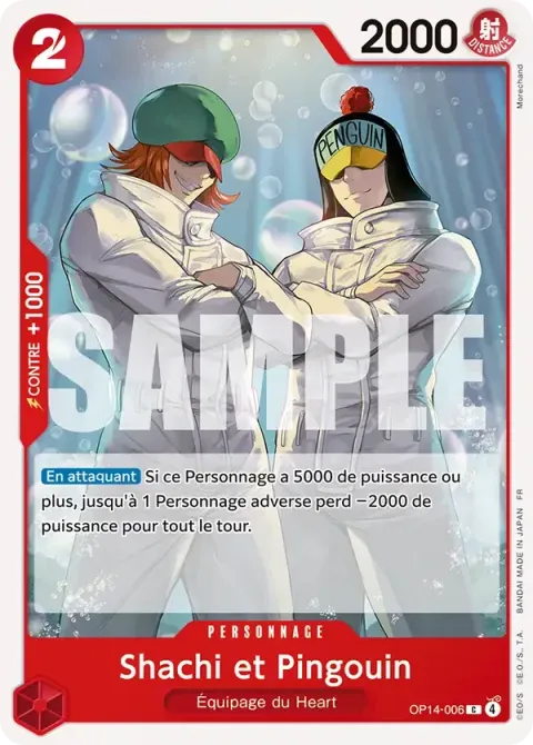 Carte One Piece Shachi et Pingouin OP14-006, extension Les sept de la mer d’azur