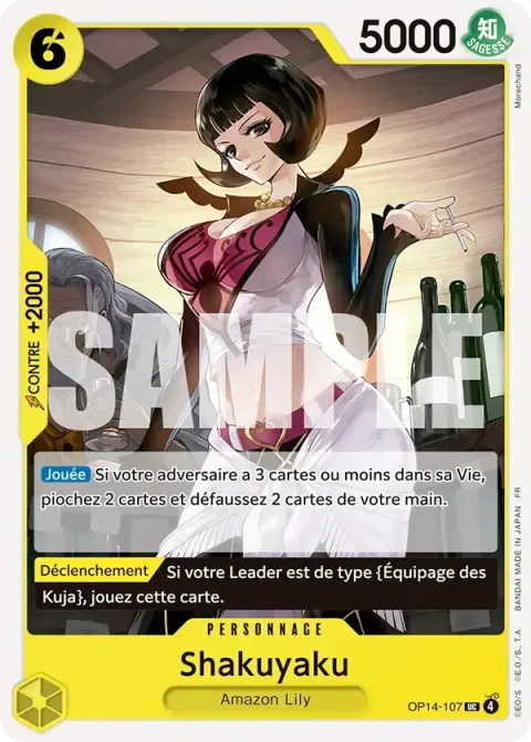 Carte One Piece Shakuyaku OP14-107, extension Les sept de la mer d’azur