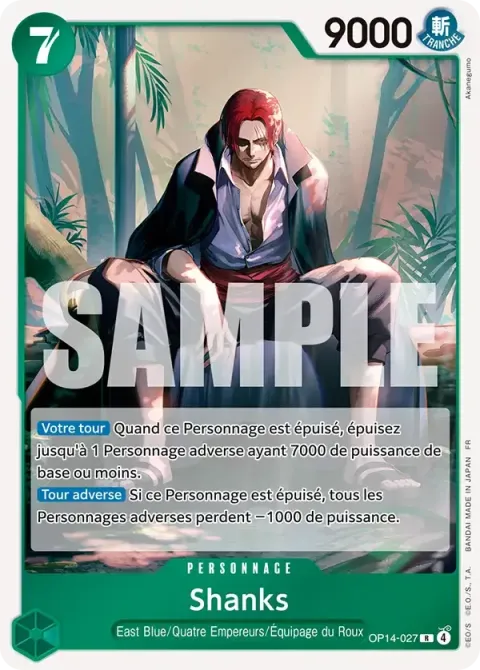 Carte One Piece Shanks OP14-027, extension Les sept de la mer d’azur