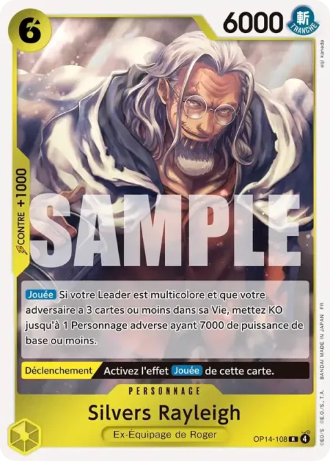 Carte One Piece Silvers Rayleigh OP14-108, extension Les sept de la mer d’azur