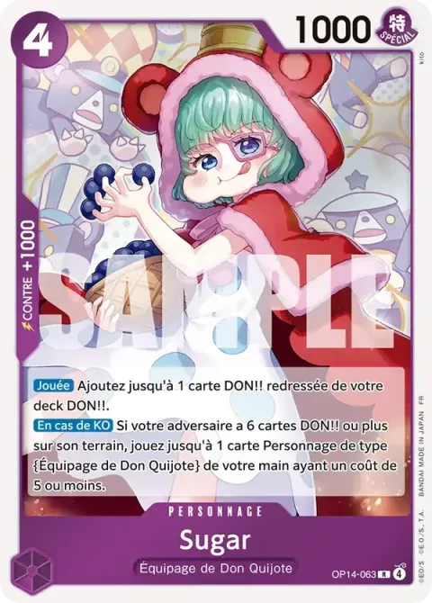Carte One Piece Sugar OP14-063, extension Les sept de la mer d’azur