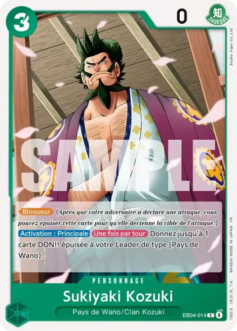 Carte One Piece Sukiyaki Kozuki EB04-014, extension Les sept de la mer d’azur