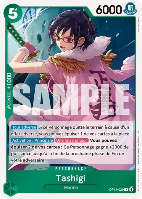 Carte One Piece Tashigi OP14-029, extension Les sept de la mer d’azur