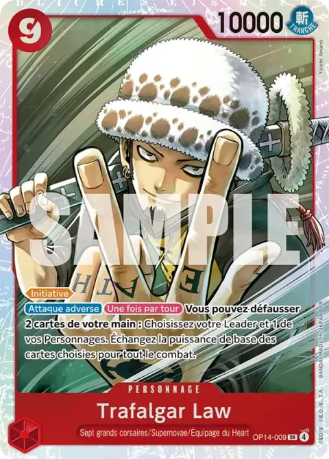 Carte One Piece Trafalgar Law OP14-009, extension Les sept de la mer d’azur