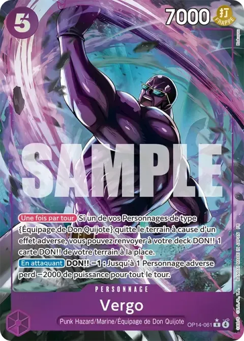 Carte One Piece Vergo OP14-061 · parallèle, extension Les sept de la mer d’azur
