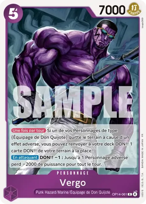 Carte One Piece Vergo OP14-061, extension Les sept de la mer d’azur