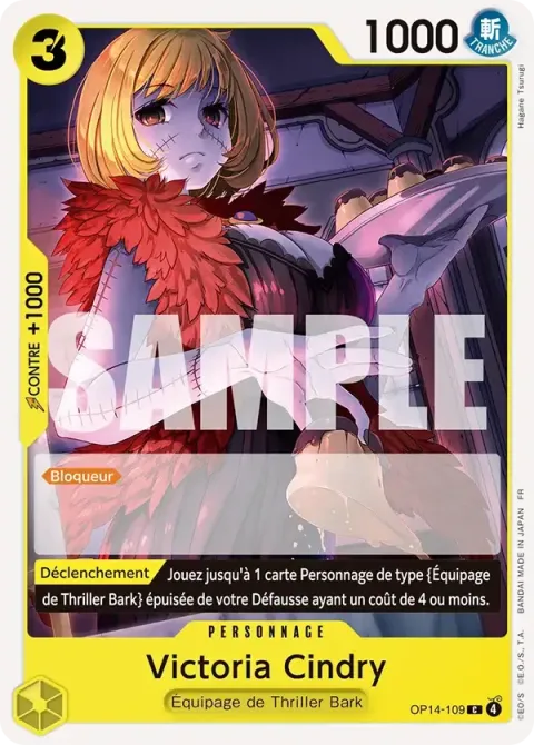 Carte One Piece Victoria Cindry OP14-109, extension Les sept de la mer d’azur