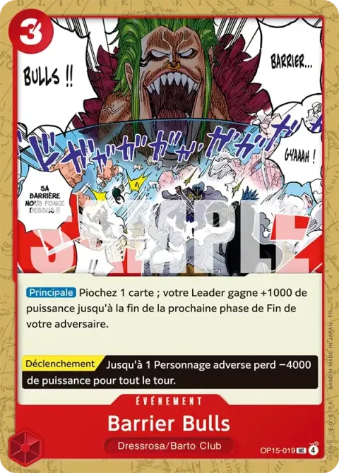 Carte One Piece Barrier Bulls OP15-019, extension Aventure sur l’île de dieu