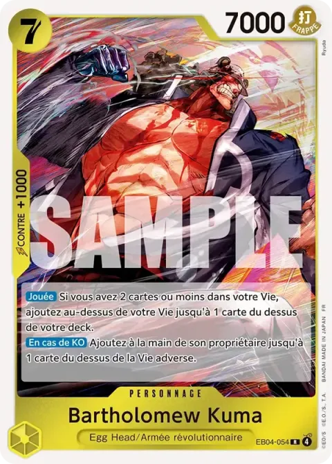 Carte One Piece Bartholomew Kuma EB04-054, extension Aventure sur l’île de dieu