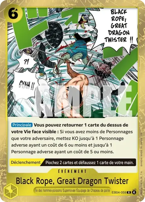 Carte One Piece Black Rope, Great Dragon Twister EB04-059, extension Aventure sur l’île de dieu