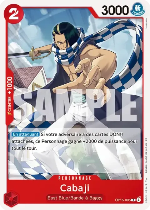 Carte One Piece Cabaji OP15-005, extension Aventure sur l’île de dieu