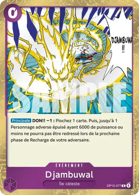 Carte One Piece Djambuwal OP15-077, extension Aventure sur l’île de dieu