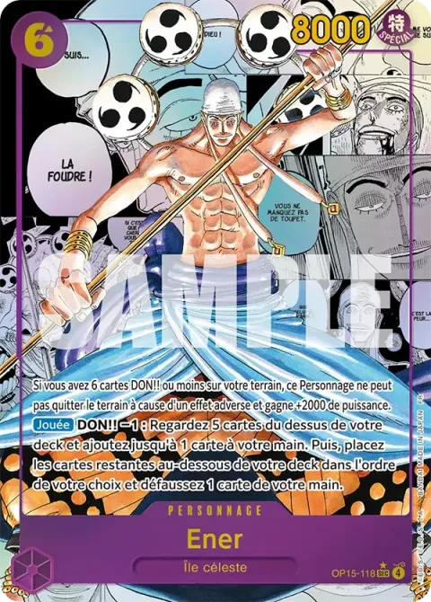 Carte One Piece Ener OP15-118 · parallèle 2, extension Aventure sur l’île de dieu