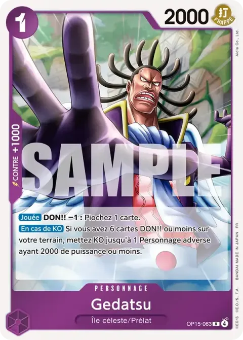 Carte One Piece Gedatsu OP15-063, extension Aventure sur l’île de dieu