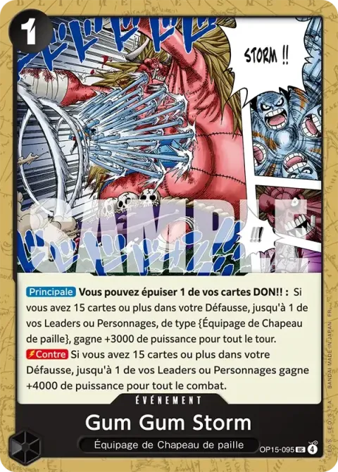 Carte One Piece Gum Gum Storm OP15-095, extension Aventure sur l’île de dieu