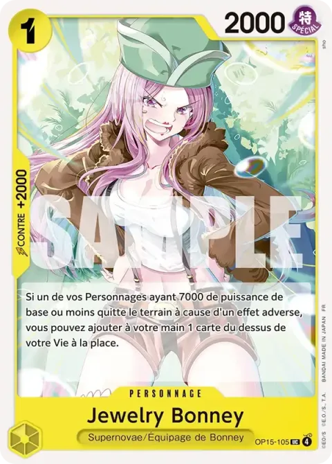 Carte One Piece Jewelry Bonney OP15-105, extension Aventure sur l’île de dieu