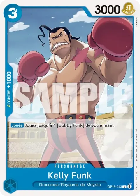 Carte One Piece Kelly Funk OP15-043, extension Aventure sur l’île de dieu