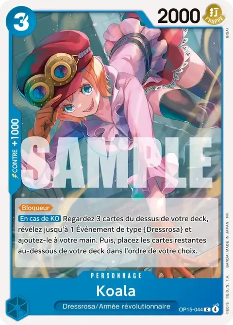Carte One Piece Koala OP15-044, extension Aventure sur l’île de dieu