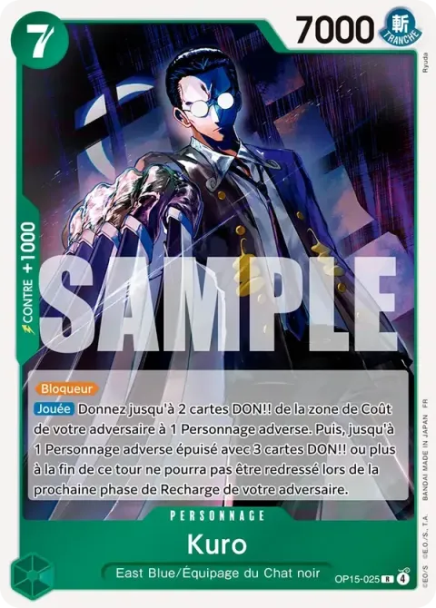 Carte One Piece Kuro OP15-025, extension Aventure sur l’île de dieu