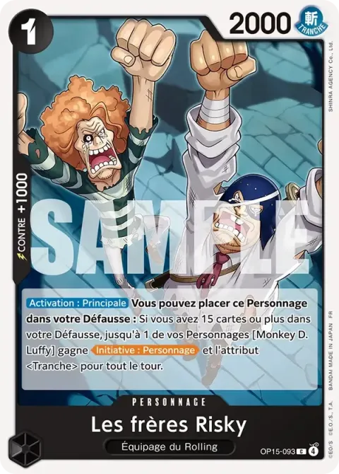 Carte One Piece Les frères Risky OP15-093, extension Aventure sur l’île de dieu