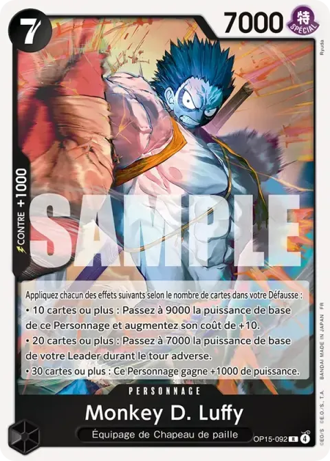 Carte One Piece Monkey D. Luffy OP15-092, extension Aventure sur l’île de dieu
