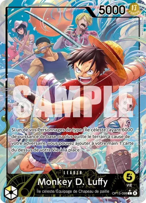 Carte One Piece Monkey D. Luffy OP15-098 · parallèle, extension Aventure sur l’île de dieu