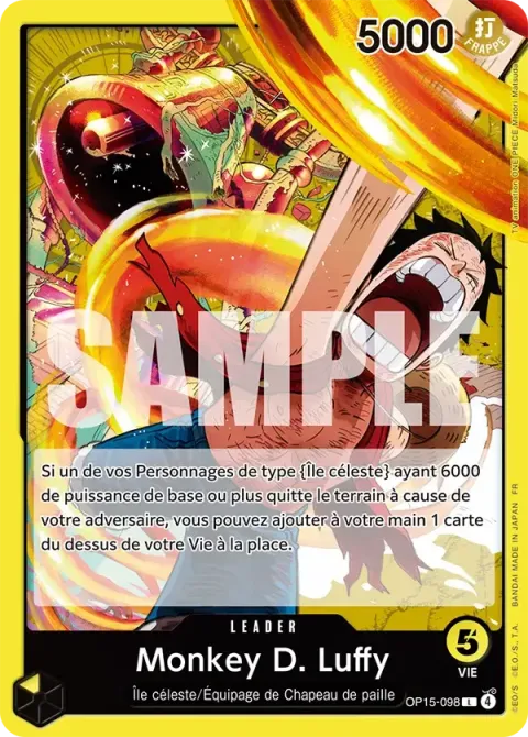 Carte One Piece Monkey D. Luffy OP15-098, extension Aventure sur l’île de dieu